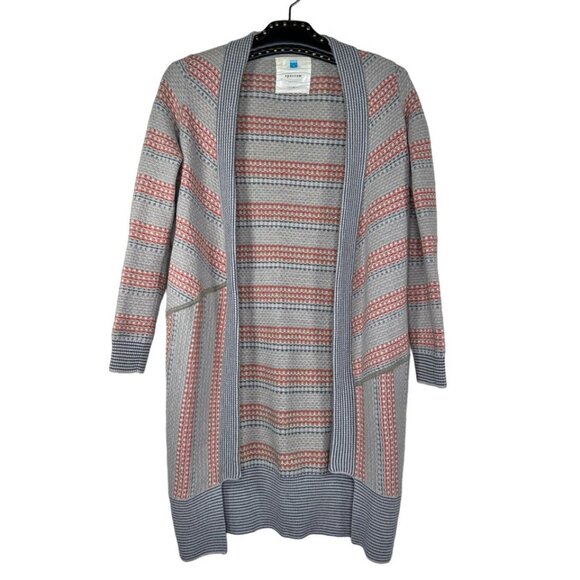 Sparrow Multicolor Long Length Cardigan Boho Beige Striped FALL Comfy Casual - Picture 2 of 7